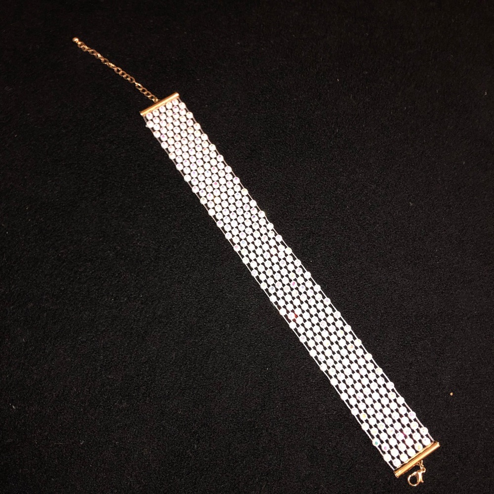Rainbow rhinestone choker